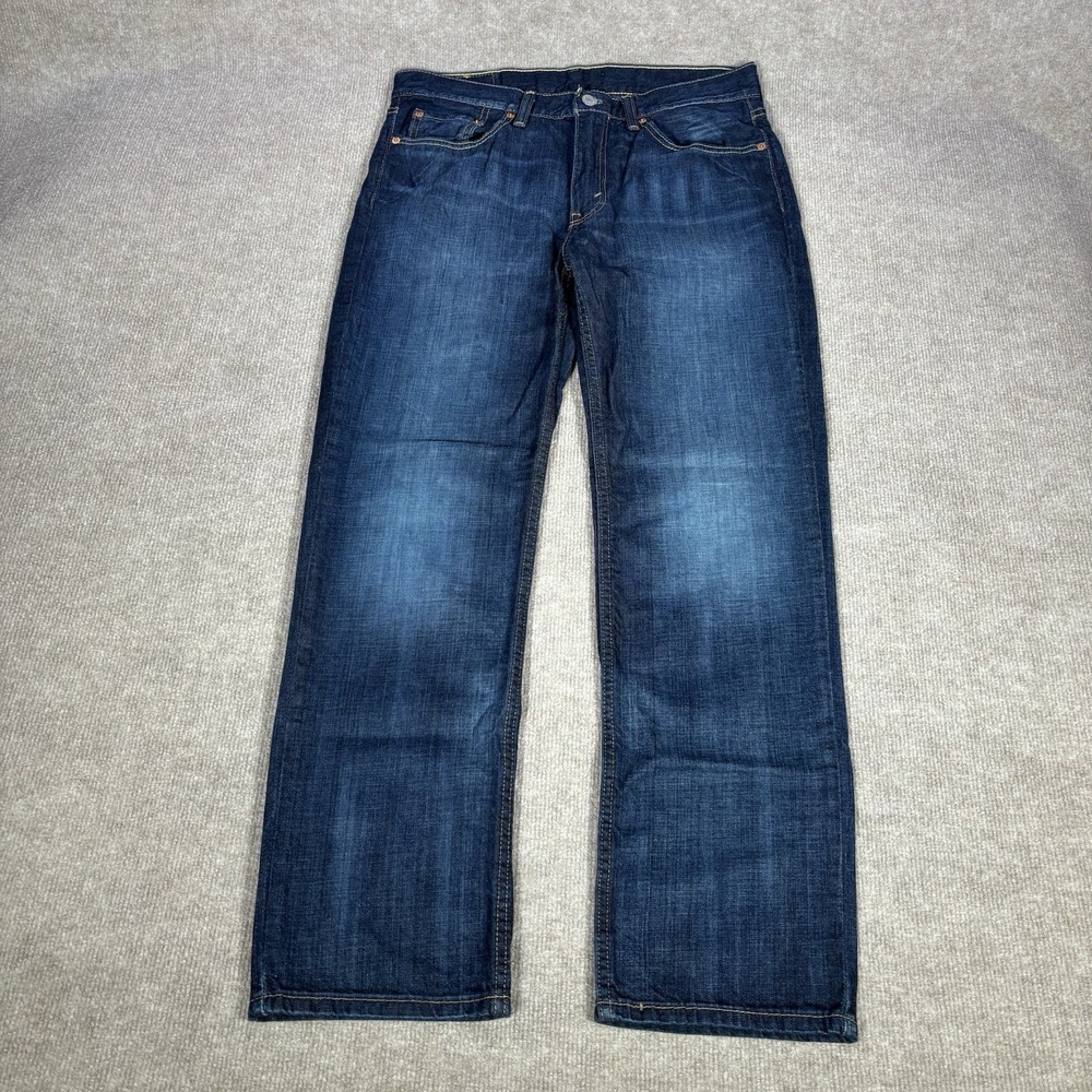 Levis 514 Jeans Mens 33x31 Straight Fit Dark Wash Blue Denim Cotton Faded